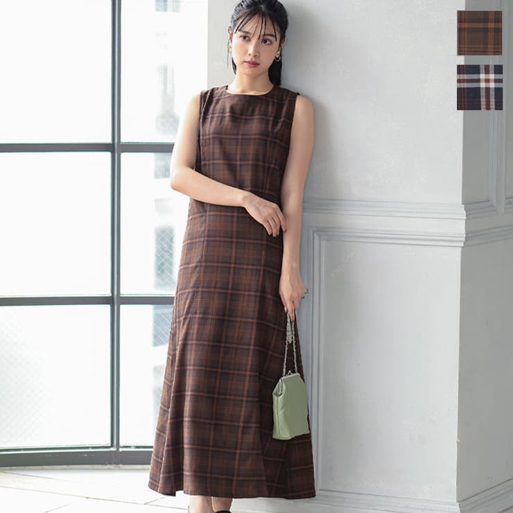 カネコイサオ　チェック柄ミディ丈ワンピース ZARA】ザラ XSギンガムチェック柄 ミディ丈ワンピース バック
