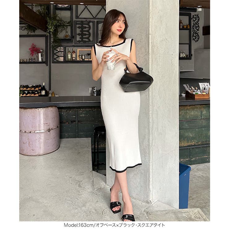 リブニットノースリーブワンピースニットワンピ ノースリワンピ ニットワンピース | KOBE LETTUCE | 詳細画像15 