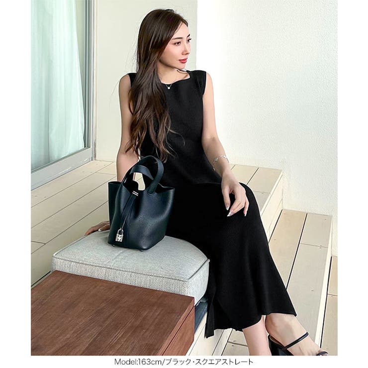 リブニットノースリーブワンピースニットワンピ ノースリワンピ ニットワンピース | KOBE LETTUCE | 詳細画像42 