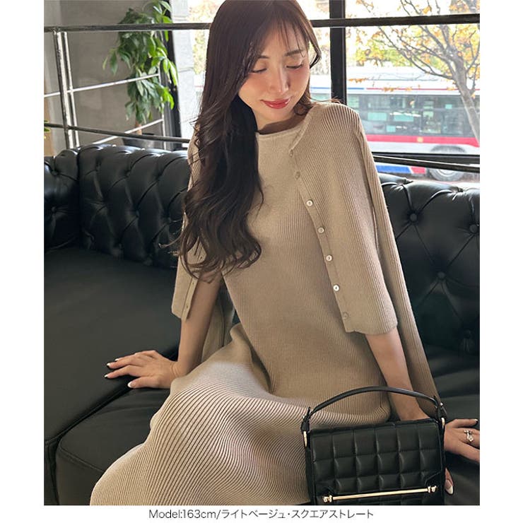 【ERMANNO SCERVINO】オリーブ色 ノースリーブニットワンピース ノースリーブニットワンピース （ロング・マキシ丈ワンピース