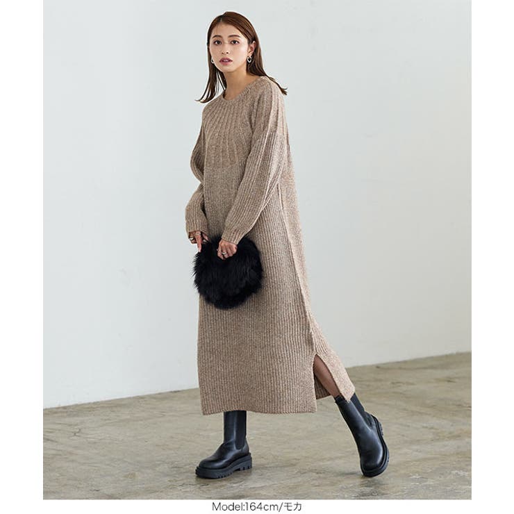 求心編みデザインニットワンピース［E3112］[品番：KO000013160]｜KOBE