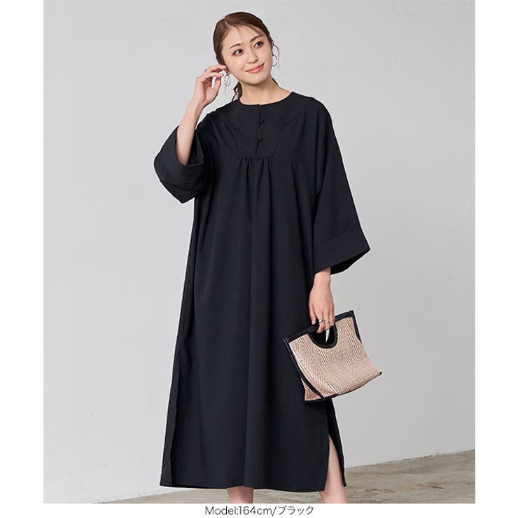 食欲の秋にお勧めワンピース セール】異素材コンビふんわりワンピース｜ワンピース 異素材