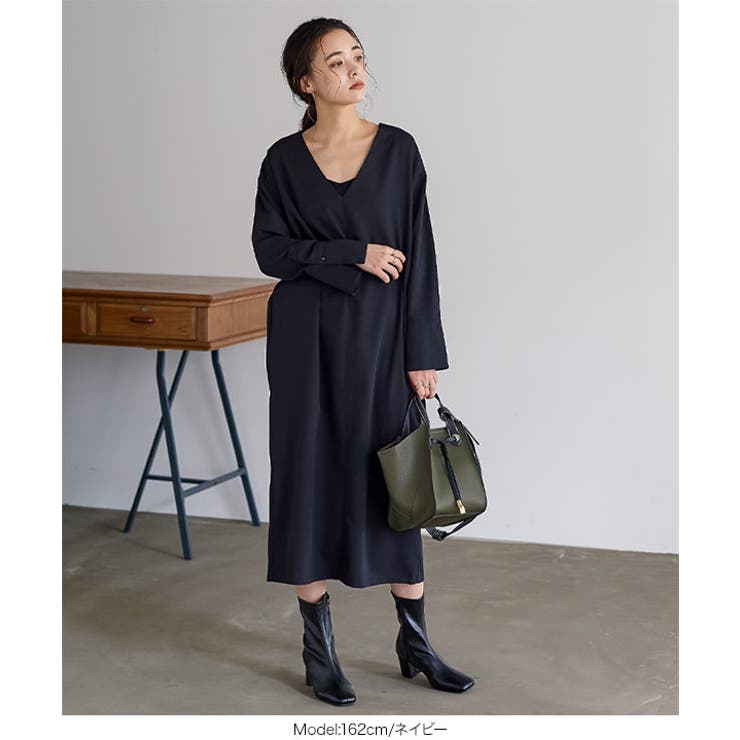 深Vネックワンピース［E3161］ 秋 秋服 | KOBE LETTUCE | 詳細画像11 