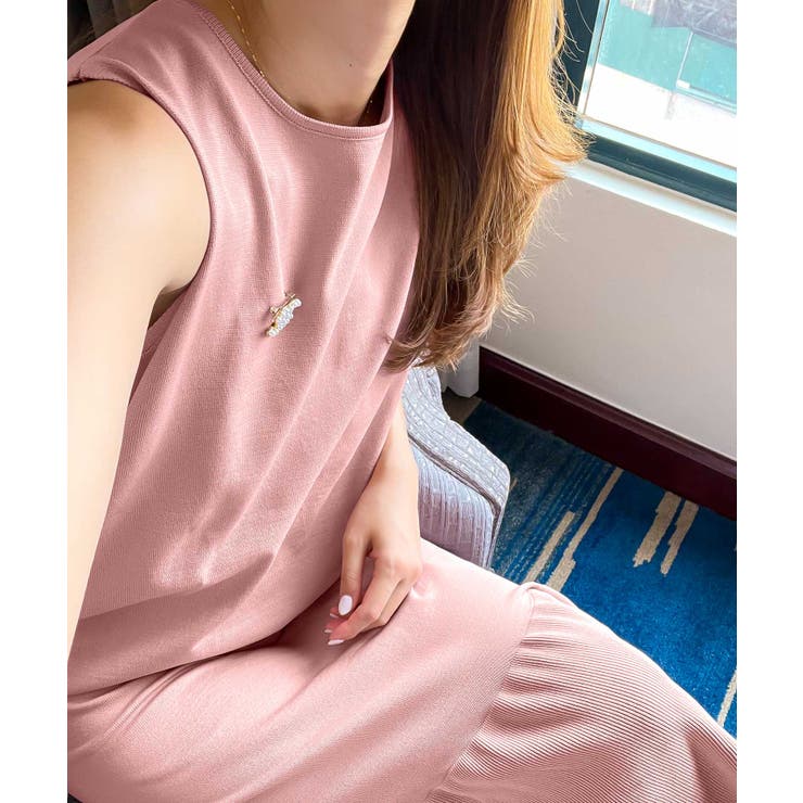 ピンク | アンチピリング 裾フレア ニットワンピース | KOBE LETTUCE