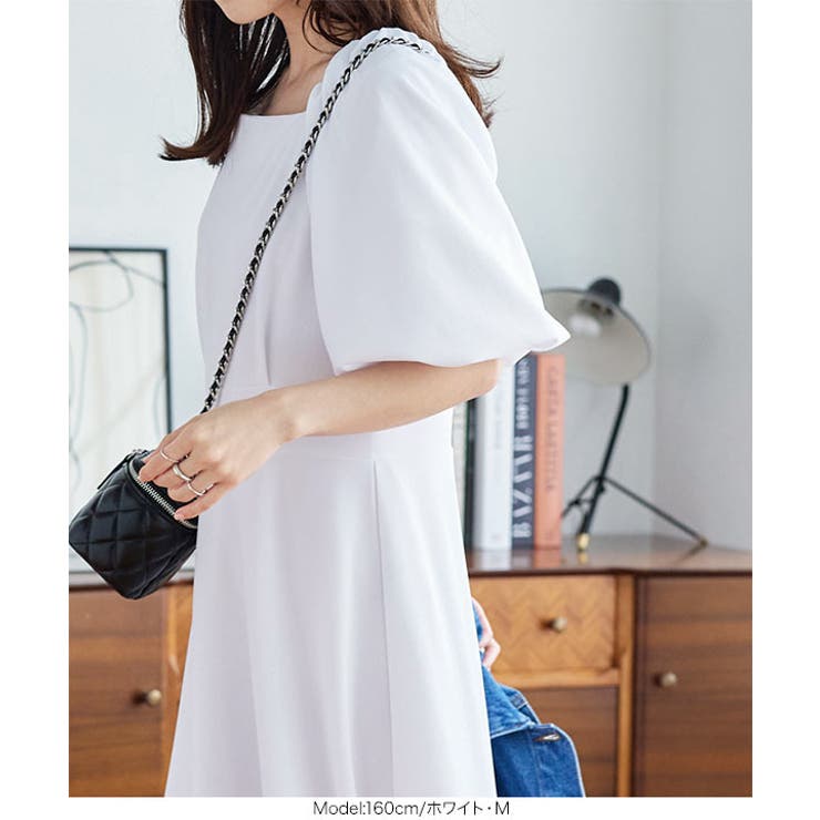 スクエアネックパフスリーブワンピース［E3254］[品番