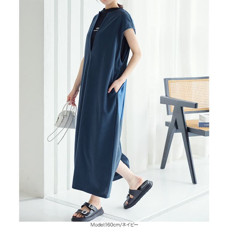 ネイビー | ポンチキーネックジャンスカワンピース［E3259］ | KOBE LETTUCE