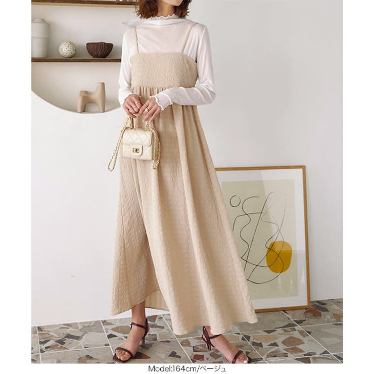 ベージュ | バックシャンキャミワンピース［E3266］ | KOBE LETTUCE