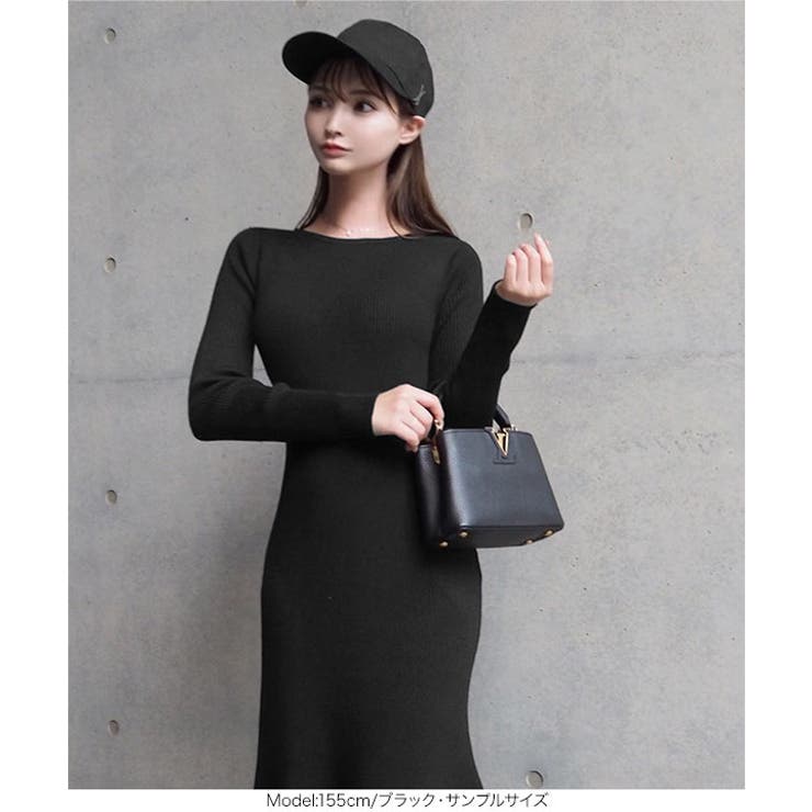 Aimiさんコラボ ]裾フリルリブニットワンピース［E3301］[品番