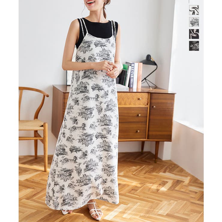 総柄ダブルストラップキャミワンピース［E3311］ | KOBE LETTUCE | 詳細画像1 