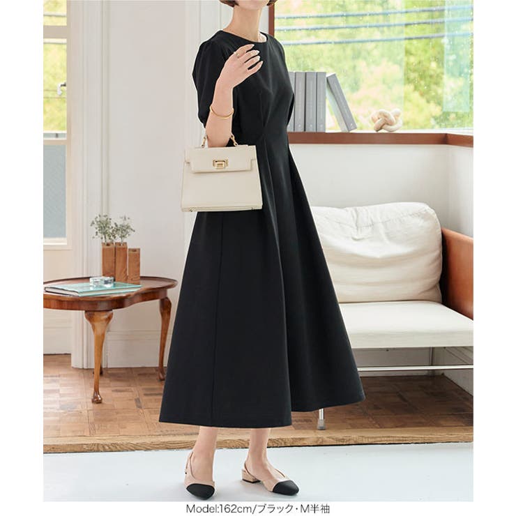 ロングスリーブウエストタックワンピース［E3315］[品番