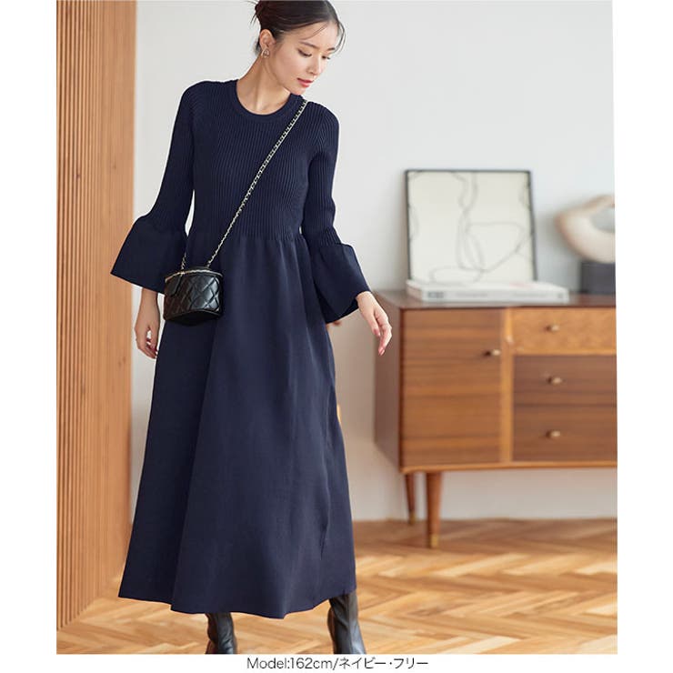 フレアスリーブニットワンピース［E3341］ | KOBE LETTUCE | 詳細画像10 