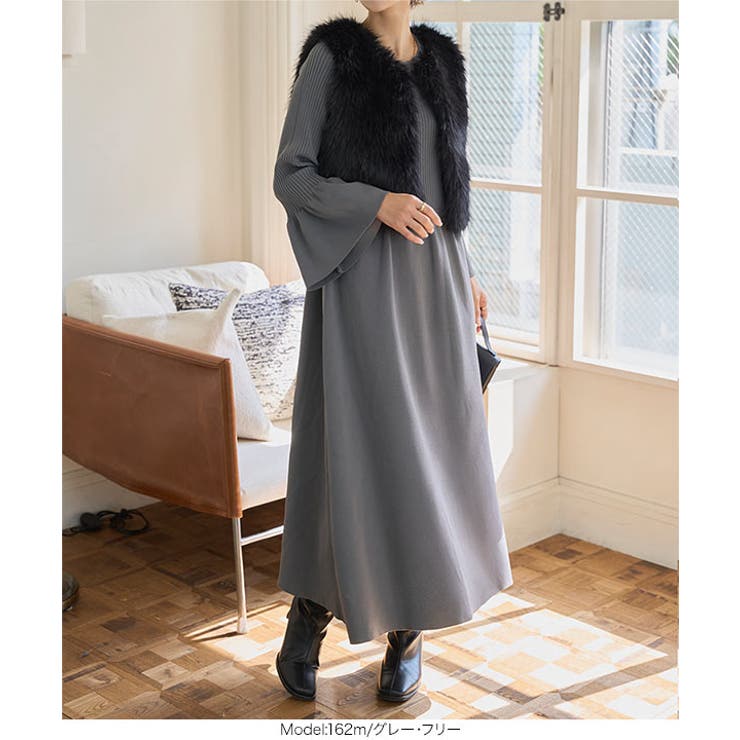 フレアスリーブニットワンピース［E3341］ | KOBE LETTUCE | 詳細画像7 