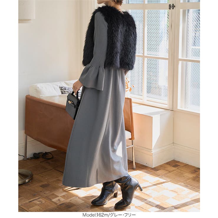 フレアスリーブニットワンピース［E3341］ | KOBE LETTUCE | 詳細画像8 