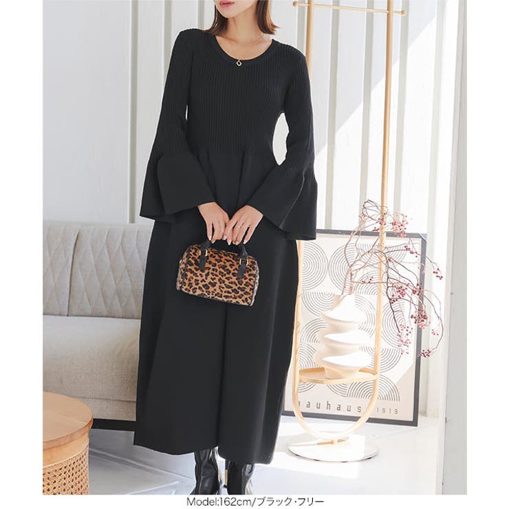 フレアスリーブニットワンピース［E3341］ | KOBE LETTUCE | 詳細画像2 