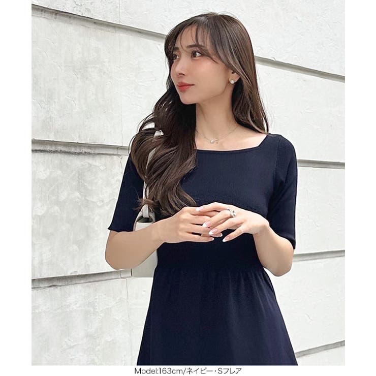  選べるタイプとサイズスクエアボートネックニットワンピース | KOBE LETTUCE | 詳細画像12 