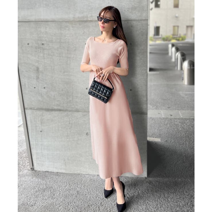 ライトピンク |  選べるタイプとサイズスクエアボートネックニットワンピース | KOBE LETTUCE