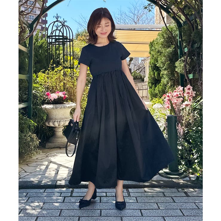 水野佐彩さんコラボ ] タックスカートドッキングワンピース［E3353