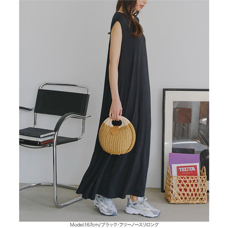 接触冷感 × シワ防止加工付きカットソーワンピースゆったり | KOBE LETTUCE | 詳細画像16 