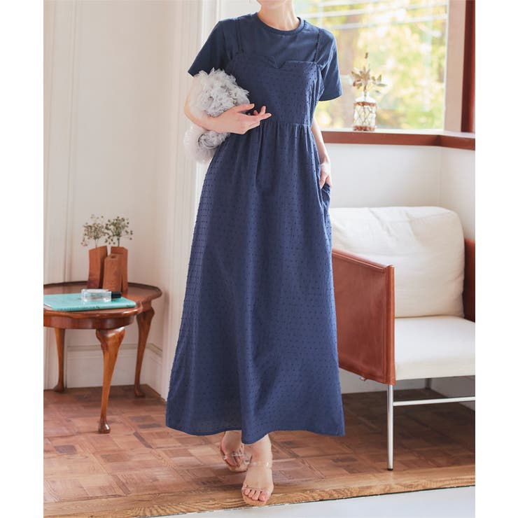 ネイビー | ドビードットキャミワンピース［E3396］ | KOBE LETTUCE