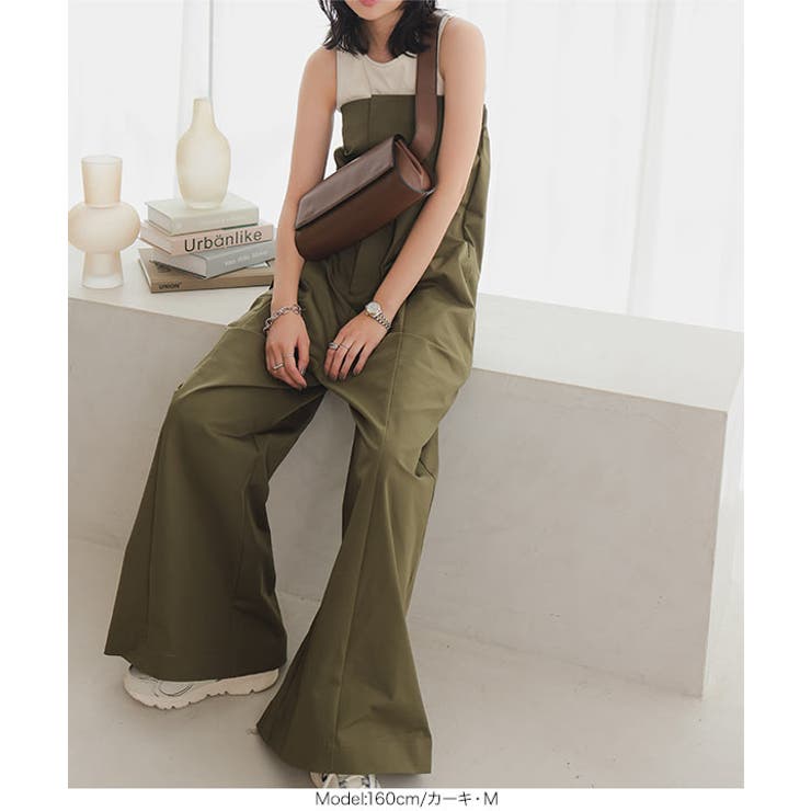 ベルト付きベアワイドオールインワン［E3409］[品番