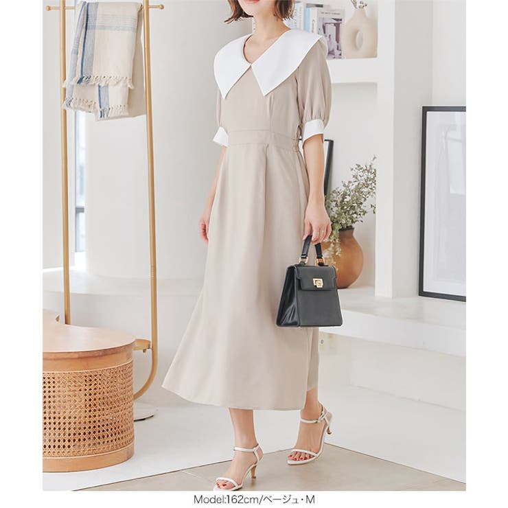 ビッグカラー配色ワンピース［E3412］ | KOBE LETTUCE | 詳細画像5 