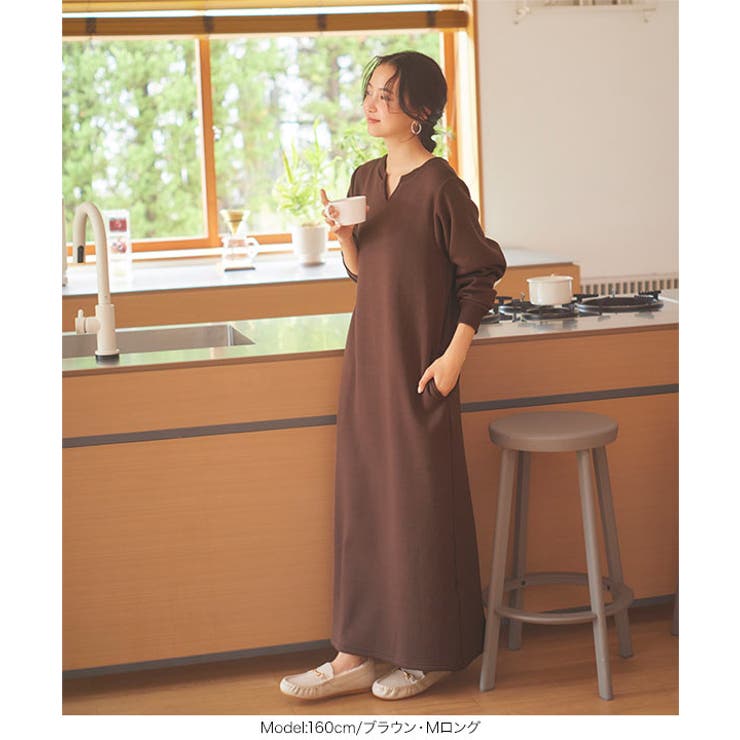 [ ぬく盛り ] 選べる丈 キーネックマキシワンピース［E3435］ | KOBE LETTUCE | 詳細画像11 