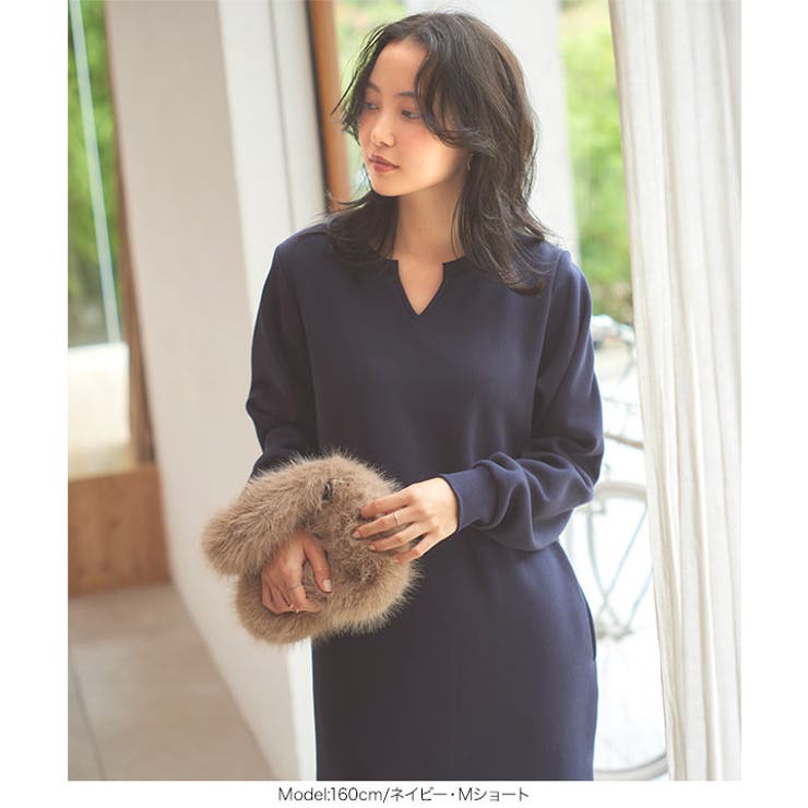 [ ぬく盛り ] 選べる丈 キーネックマキシワンピース［E3435］ | KOBE LETTUCE | 詳細画像13 