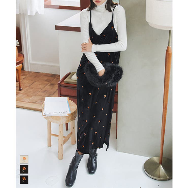 刺繍ベロアワンピース［E3440］[品番：KO000014921]｜KOBE  LETTUCE（コウベレタス）のレディースファッション通販｜SHOPLIST（ショップリスト）
