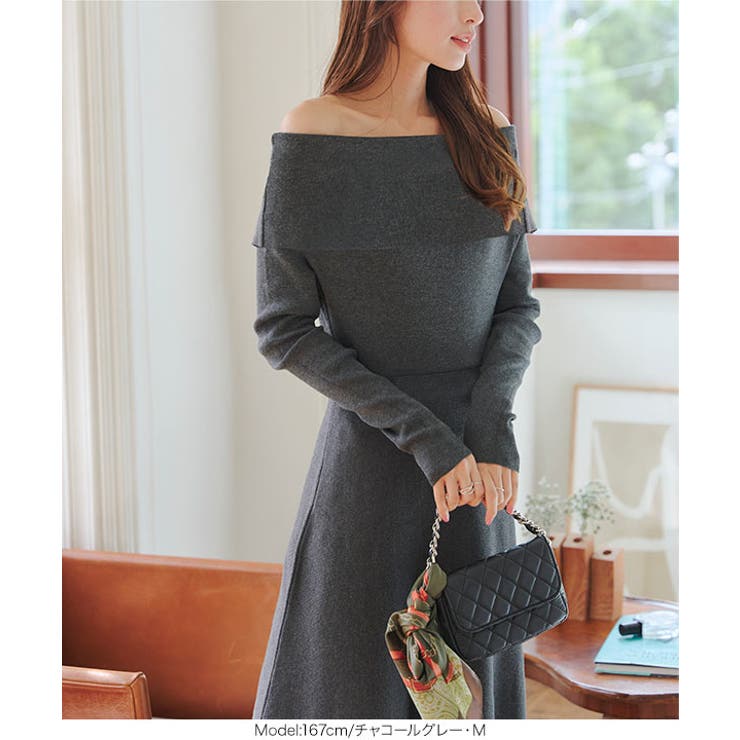 マルチway フィット＆フレアオフショルニット長袖ワンピース［E3444］[品番：KO000014894]｜KOBE  LETTUCE（コウベレタス）のレディースファッション通販｜SHOPLIST（ショップリスト）