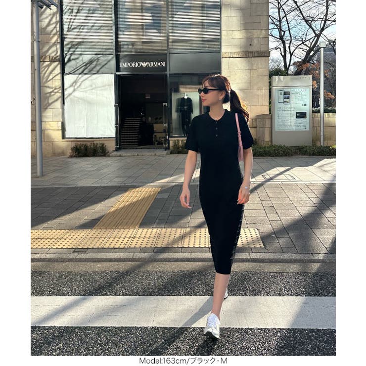  リップルボーダーポロカラーニットワンピース | KOBE LETTUCE | 詳細画像21 