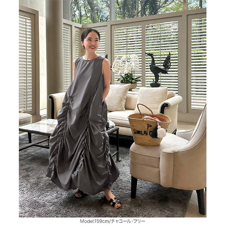 [ 春名亜美さんコラボ ]シャーリングフリルワンピース［E3455］ | KOBE LETTUCE | 詳細画像12 