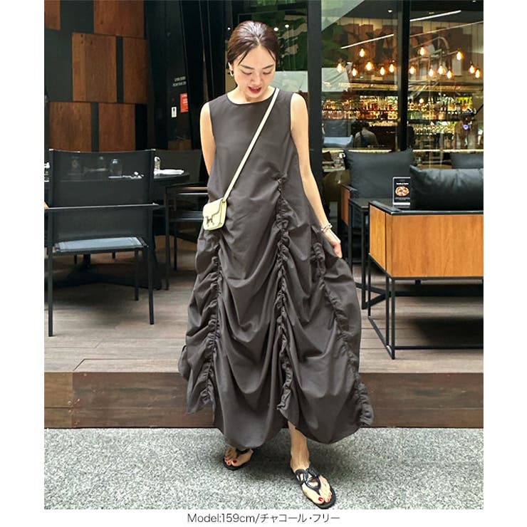 [ 春名亜美さんコラボ ]シャーリングフリルワンピース［E3455］ | KOBE LETTUCE | 詳細画像14 