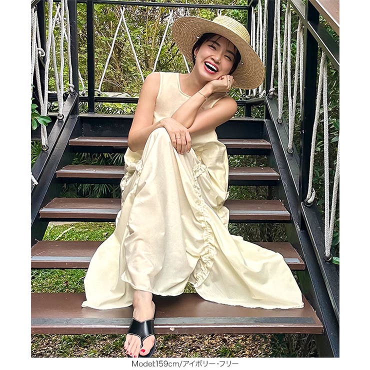 [ 春名亜美さんコラボ ]シャーリングフリルワンピース［E3455］ | KOBE LETTUCE | 詳細画像15 