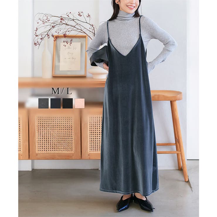 ベロアジャガードVネックワンピース　freeサイズ ITEMS URBANRESEARCH（アイテムズ アーバンリサーチ）の「ベロア