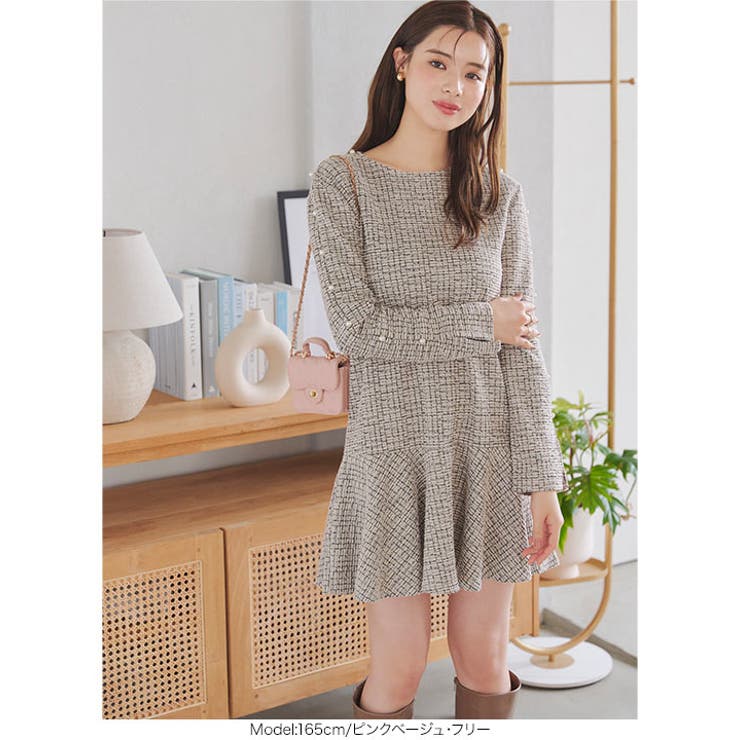 ツイードミニワンピース［E3462］[品番：KO000015001]｜KOBE LETTUCE