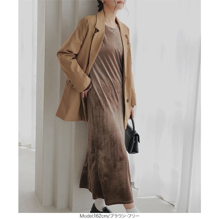 パフスリーブベロアロングワンピース［E3466］ | KOBE LETTUCE | 詳細画像8 