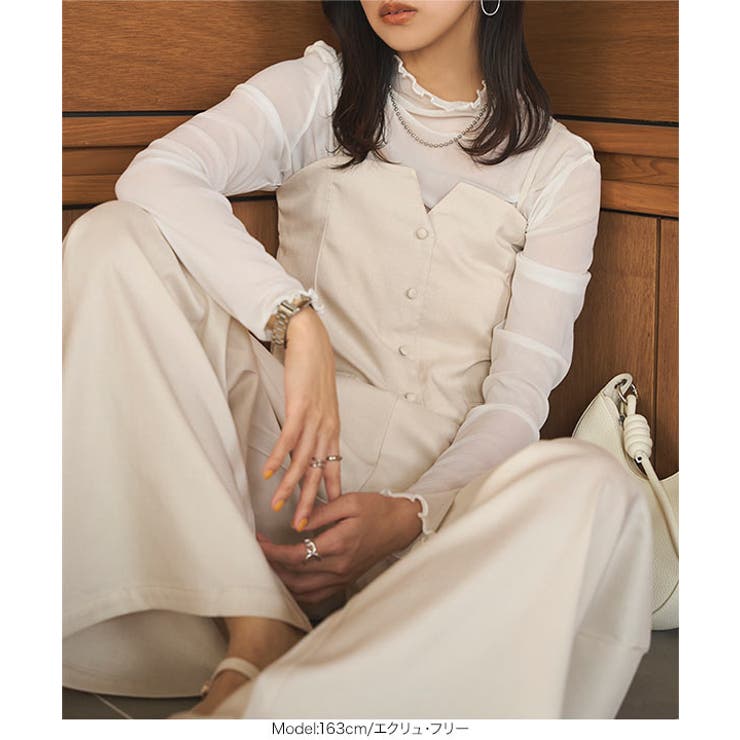 麻タッチキャミベスト×タックパンツセットアップ［E3482］[品番