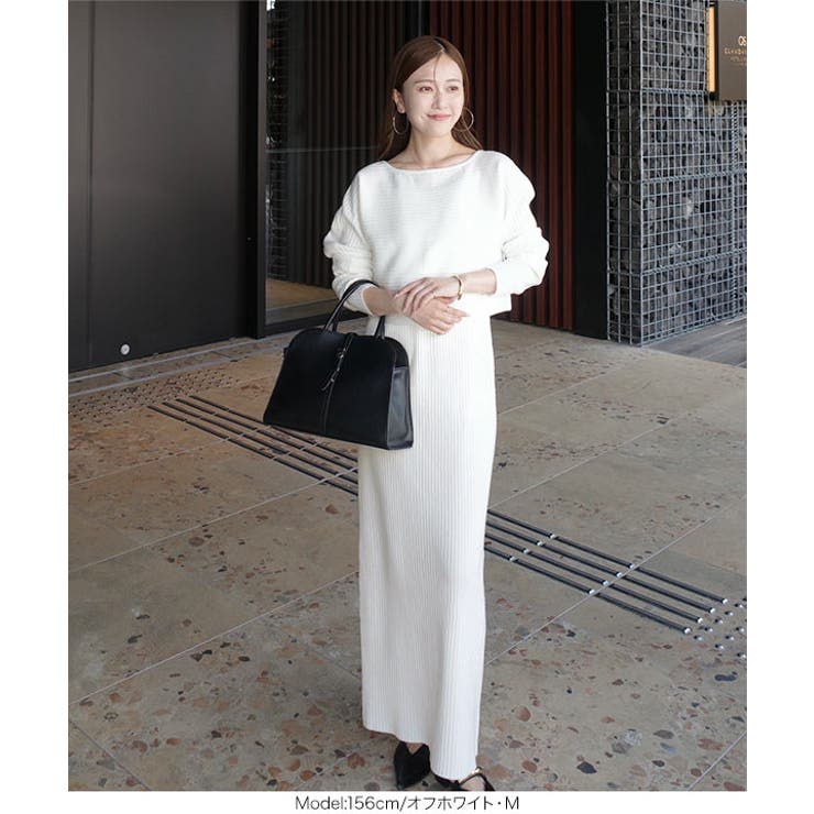 2点セット 前後2wayリブニットトップス×キャミワンピース 2点セット