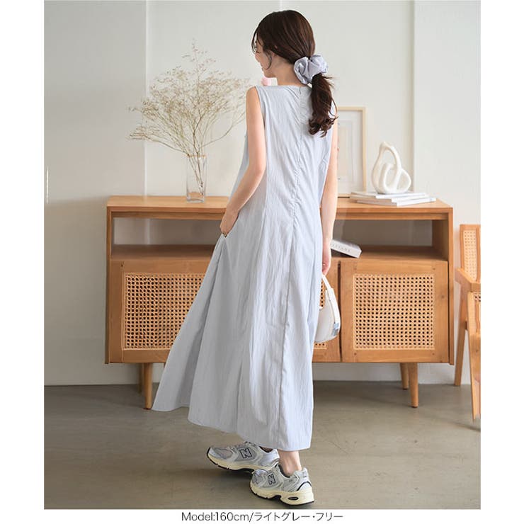 シュシュ付き スクエアネックロングワンピース［E3525］セット ワンピース | KOBE LETTUCE | 詳細画像7 