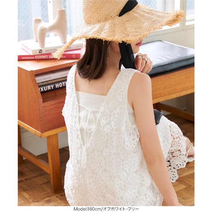 バックリボンフラワーレースワンピース ワンピース ノースリ | KOBE LETTUCE | 詳細画像4 