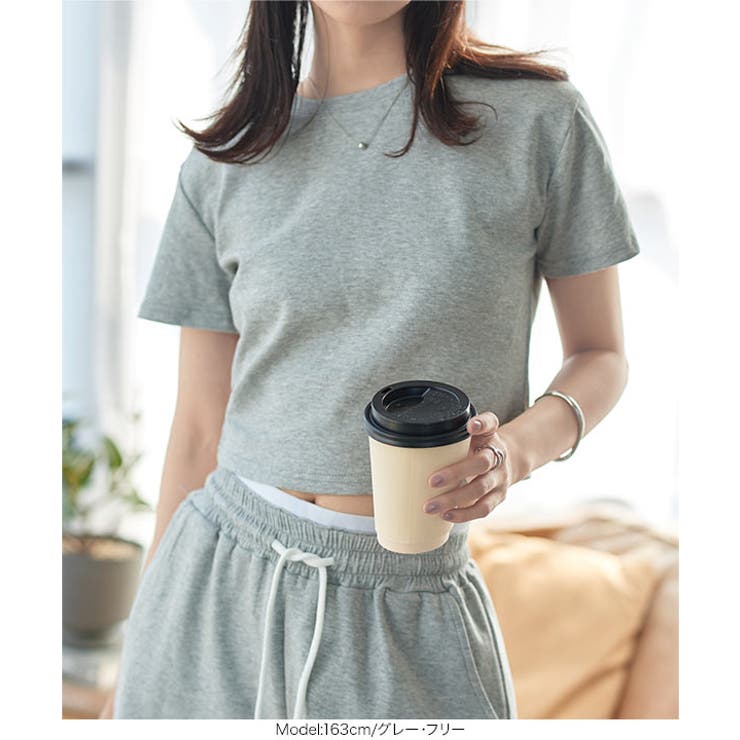 クロップドTシャツ×ダブルウエストパンツセットアップ［E3530］