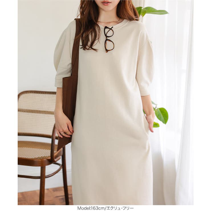 タックスリーブロングワンピース ロングワンピース タックスリーブ | KOBE LETTUCE | 詳細画像5 