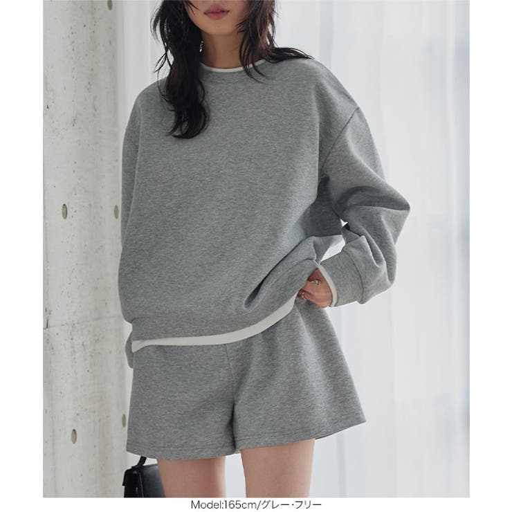 フェイクレイヤードトップス×ショーパンセット［E3578］ セットアップ 上下 | KOBE LETTUCE | 詳細画像2 