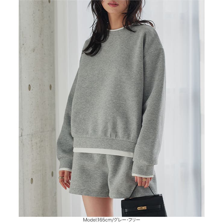 フェイクレイヤードトップス×ショーパンセット［E3578］ セットアップ 上下 | KOBE LETTUCE | 詳細画像3 