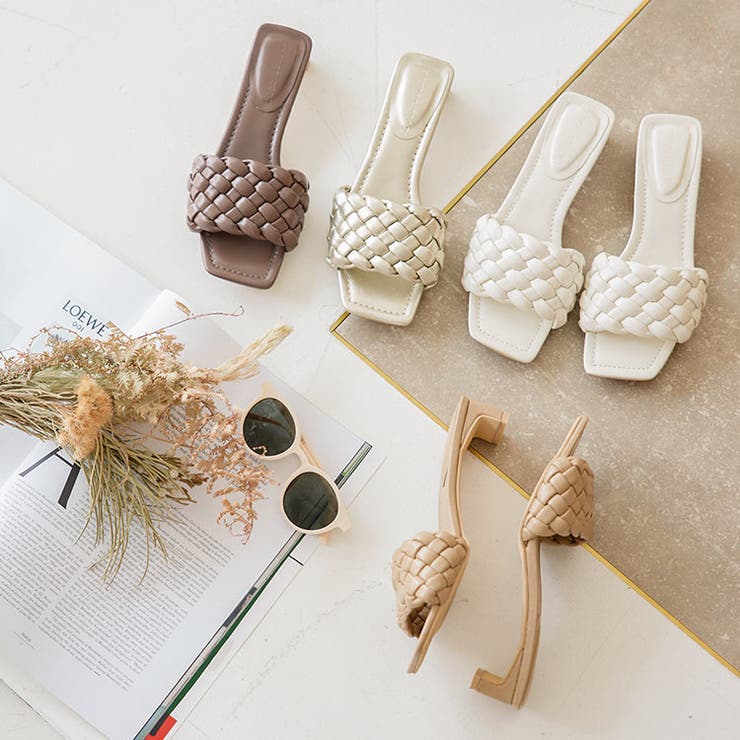 編みこみスクエアトゥミュール [I2284] レディース | KOBE LETTUCE | 詳細画像1 