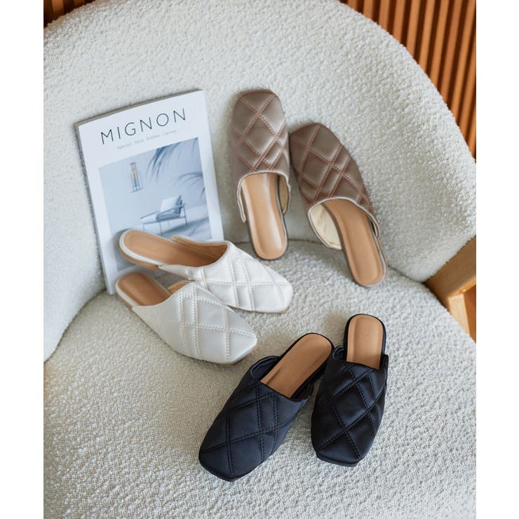 サテンキルティングミュールパンプス [I2402] レディース | KOBE LETTUCE | 詳細画像1 