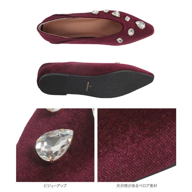 ビジューベロアフラットパンプス［I2640］ | KOBE LETTUCE | 詳細画像13 