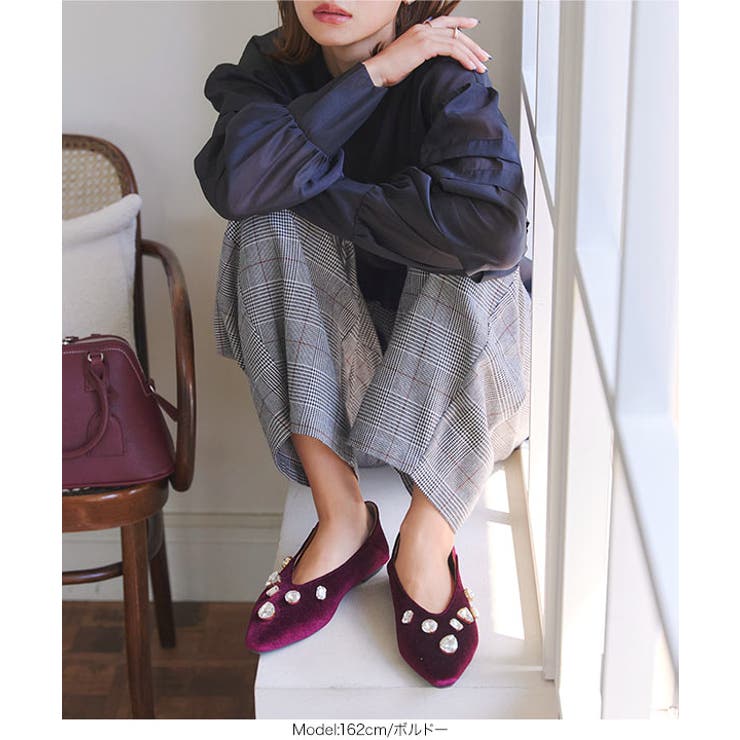 ビジューベロアフラットパンプス［I2640］ | KOBE LETTUCE | 詳細画像5 