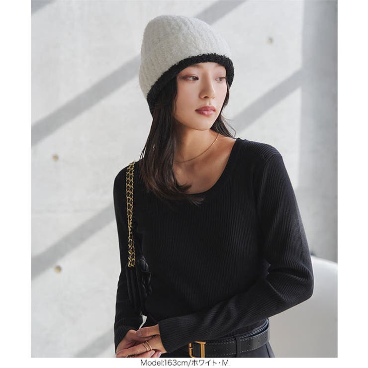 バイカラーラインニット帽［J1199］ ニット帽 バイカラー | KOBE LETTUCE | 詳細画像2 