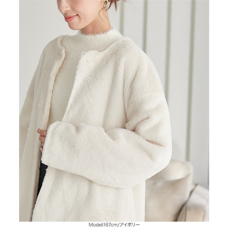 フェイクファーノーカラーコート［K1233］ | KOBE LETTUCE | 詳細画像4 